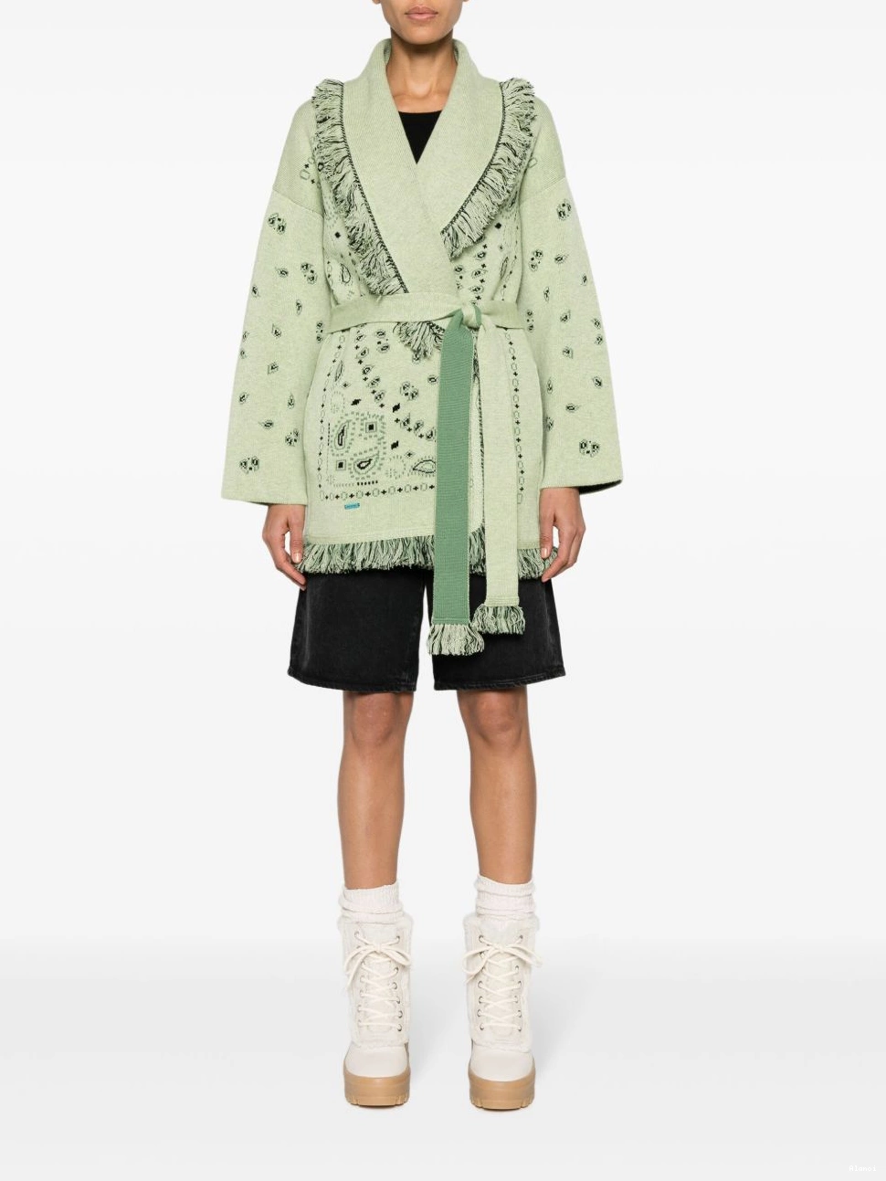 Cheap Alanui Women Icon cardigan cashmere bandana-jacquard 0422